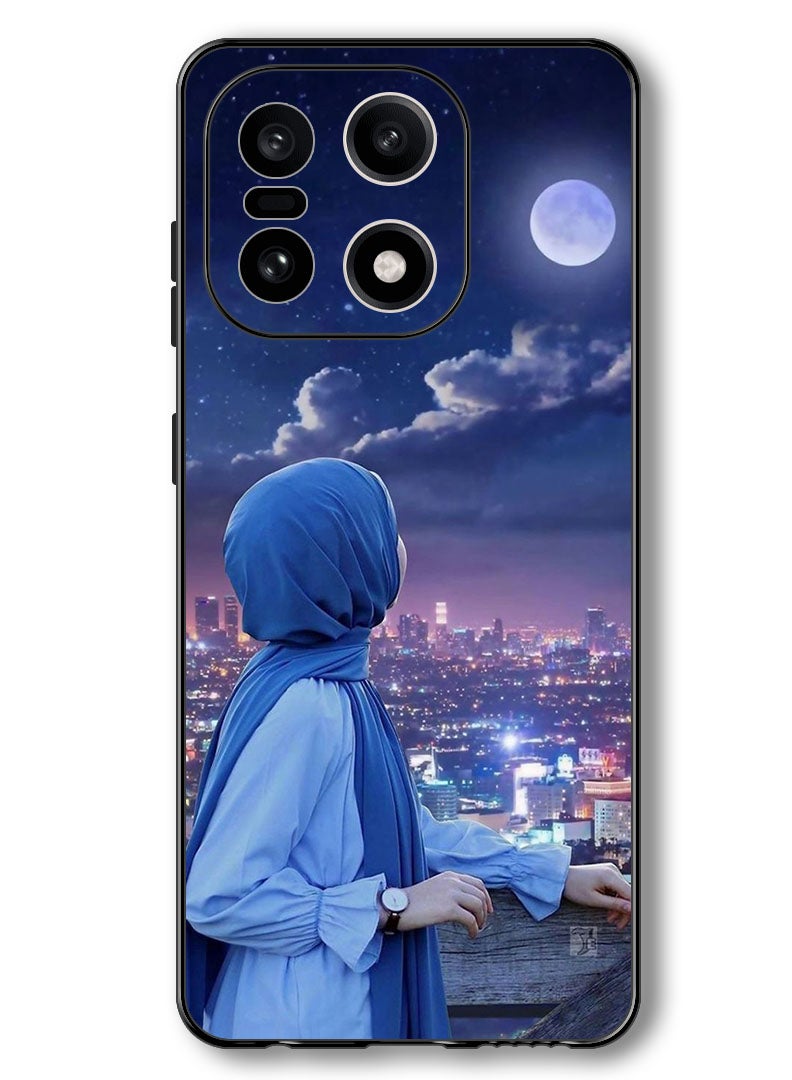Theodor Case Compatible with OnePlus 15 6.78 Inch Protection Shockproof Bumper Cover Hijab Girl Looking at Moon - Image 1